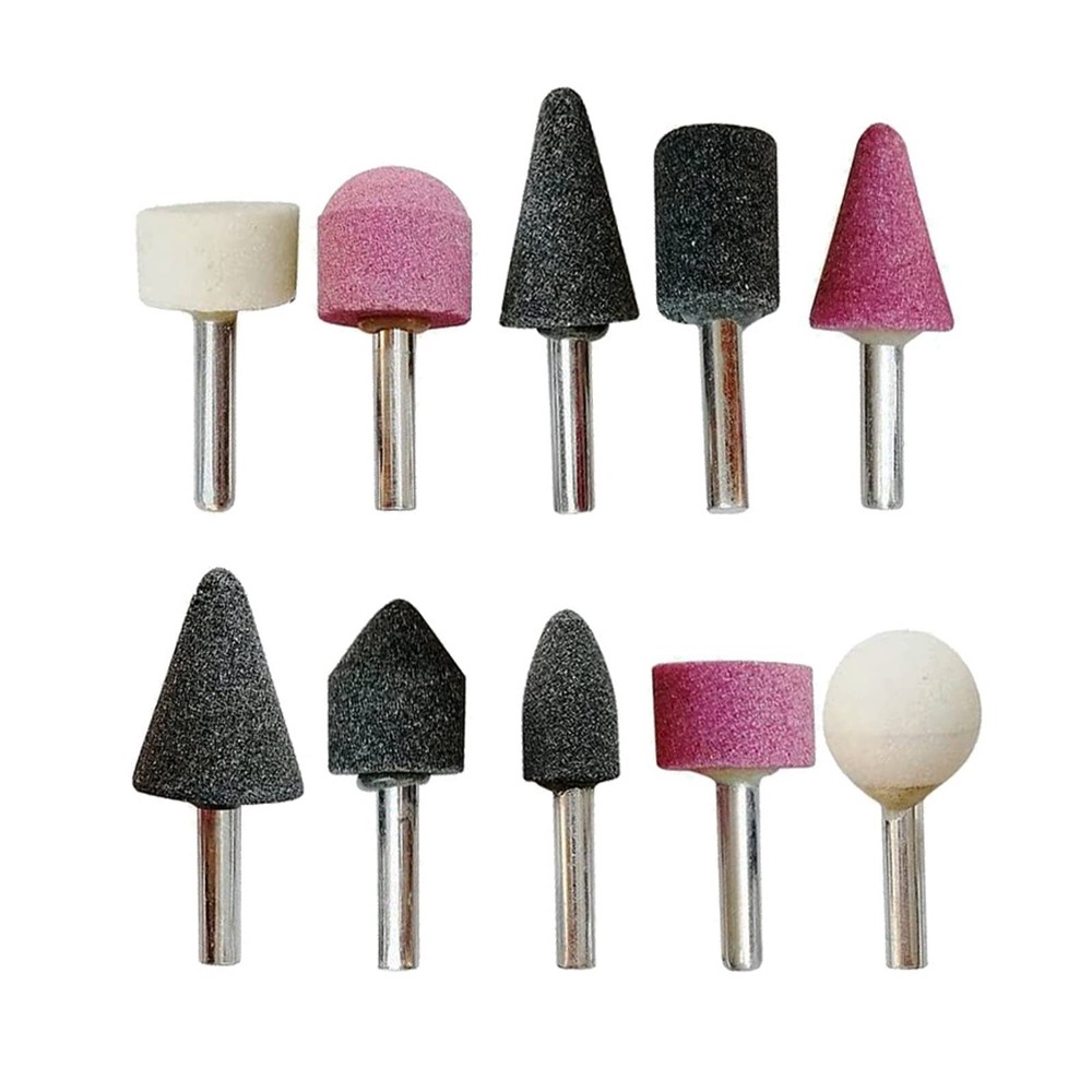 10 Pack Various Shapes Abrasive Grinding Stone Mounted Grinding Bits 1/4" Shank