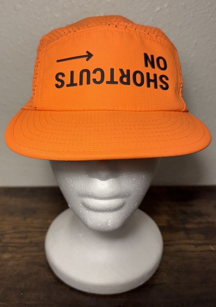 Rnnr Hat Cap Orange Strap Back No Shortcuts LASD24 Panel Tailwind Running Mesh