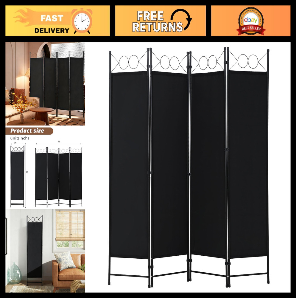 4 Panel Folding Room Divider Screen - 6FT Portable Partition for Bedroom, Office