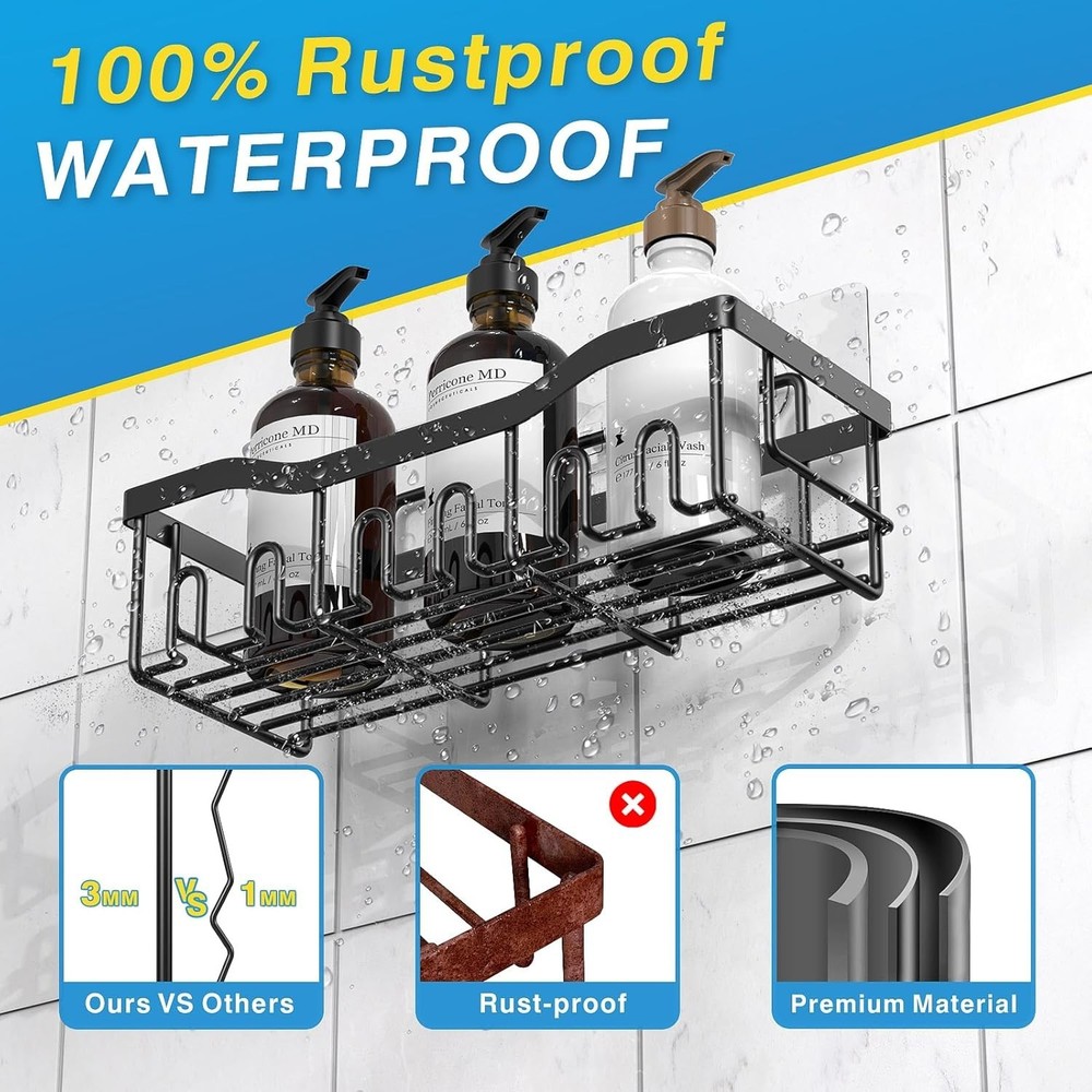 Versatile Adhesive Shower Storage – 5 Pack Set, 40 lb Capacity, Modern Design