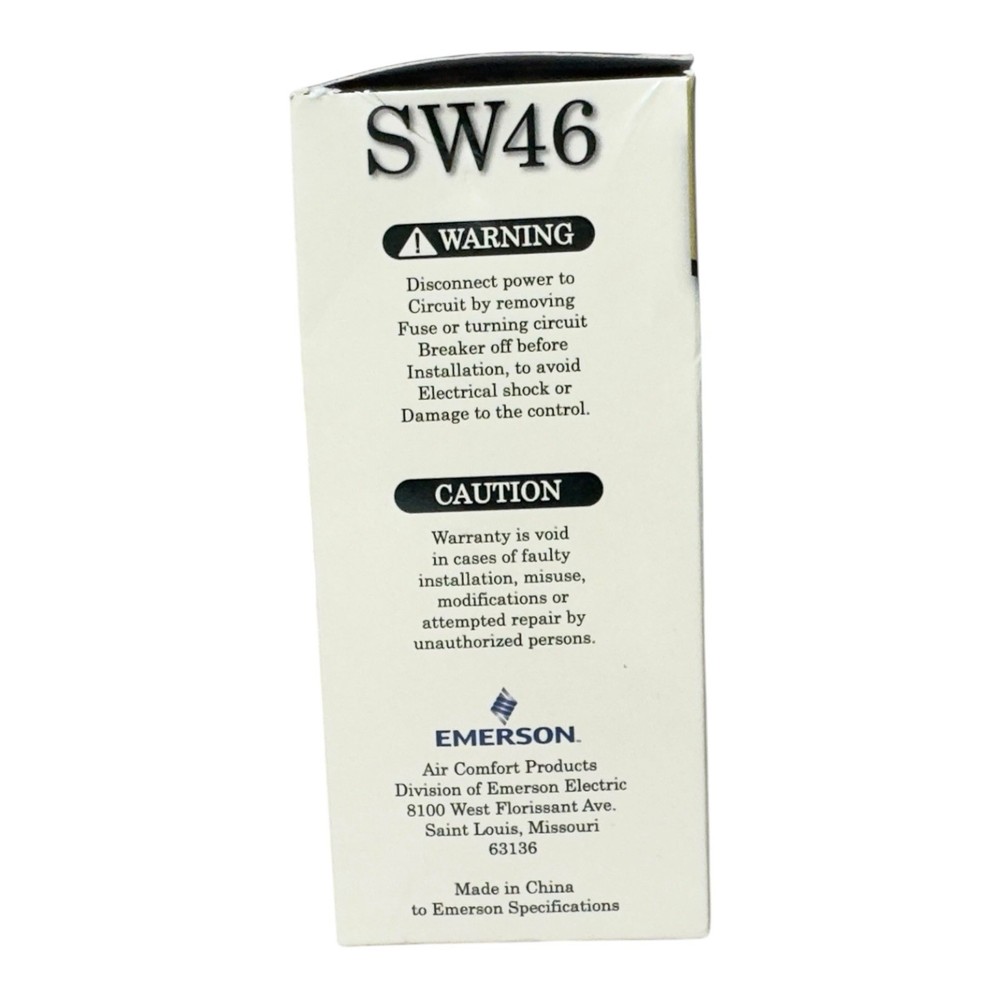 New Emerson Fan Control SW46 Quiet Slide White