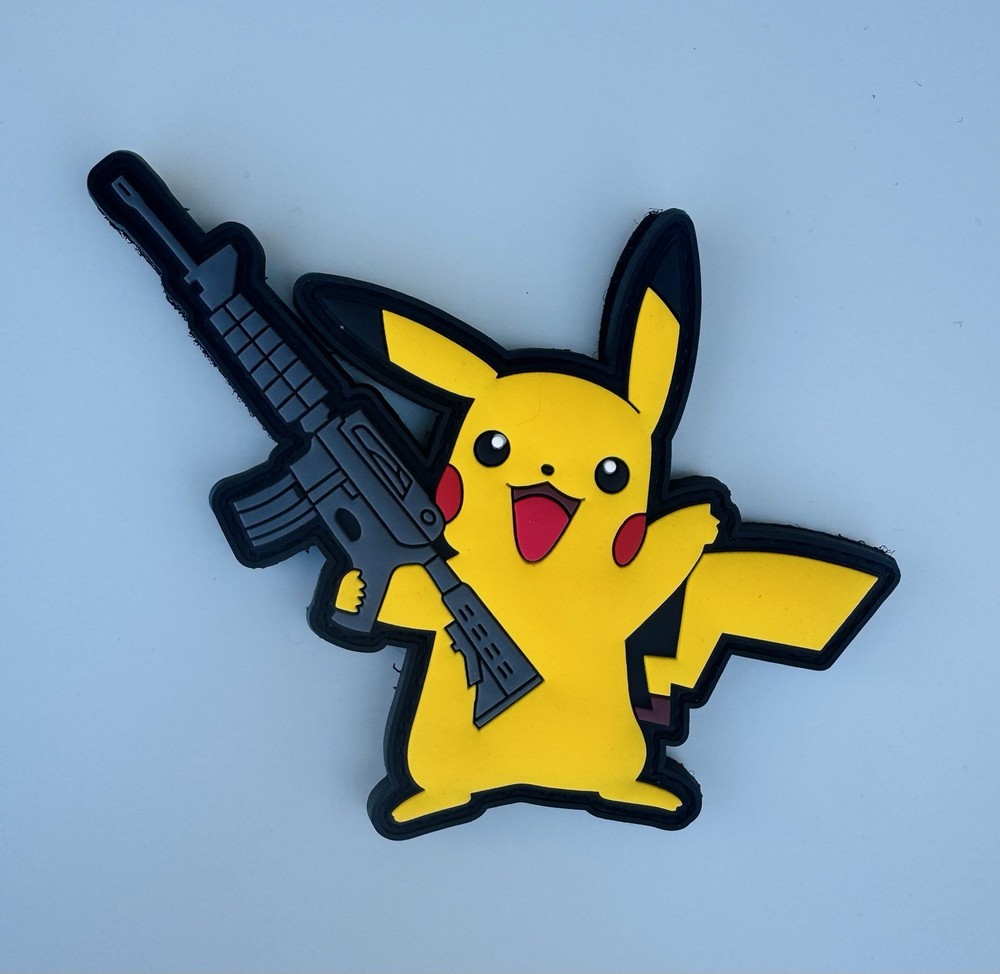 Pika With Gun Rubber PVC Hook/Loop Morale Patch