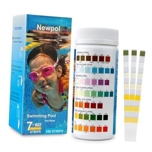 Newpol 7-in-1 Pool Test Strips, 100 Strips Water Testing for Swimming Pool,