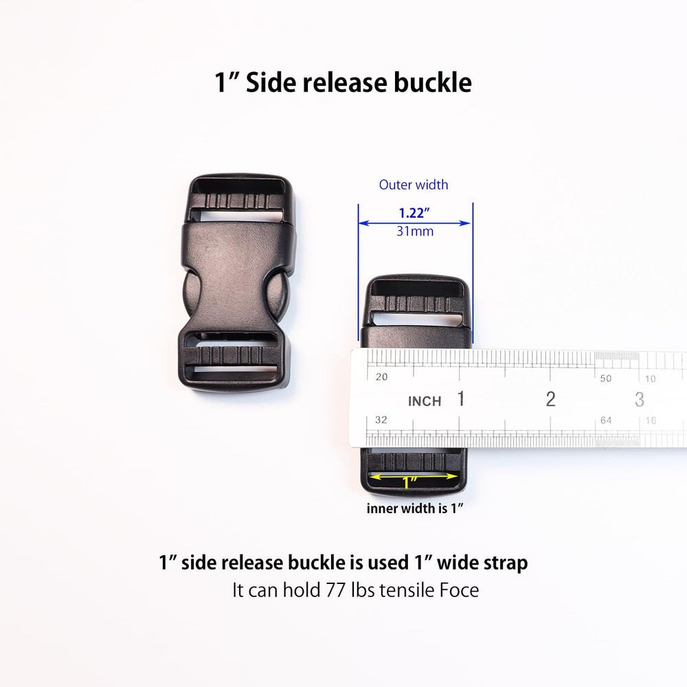 Side Release Buckles,Heavy Duty Dual Adjustable Plastic Buckle Snaps Clips Backp