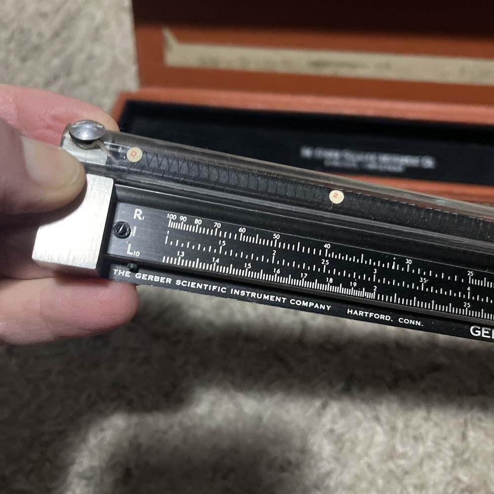 Vintage Gerber Variable Scale Engineering Slide Rule Model TP007100B w/ Case