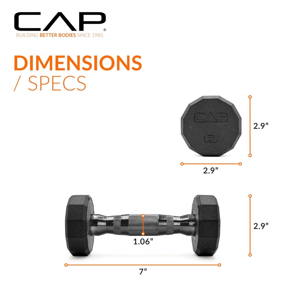 3 LB Coated 12Sided Dumbbell Pair with Black Handle for Strength Training