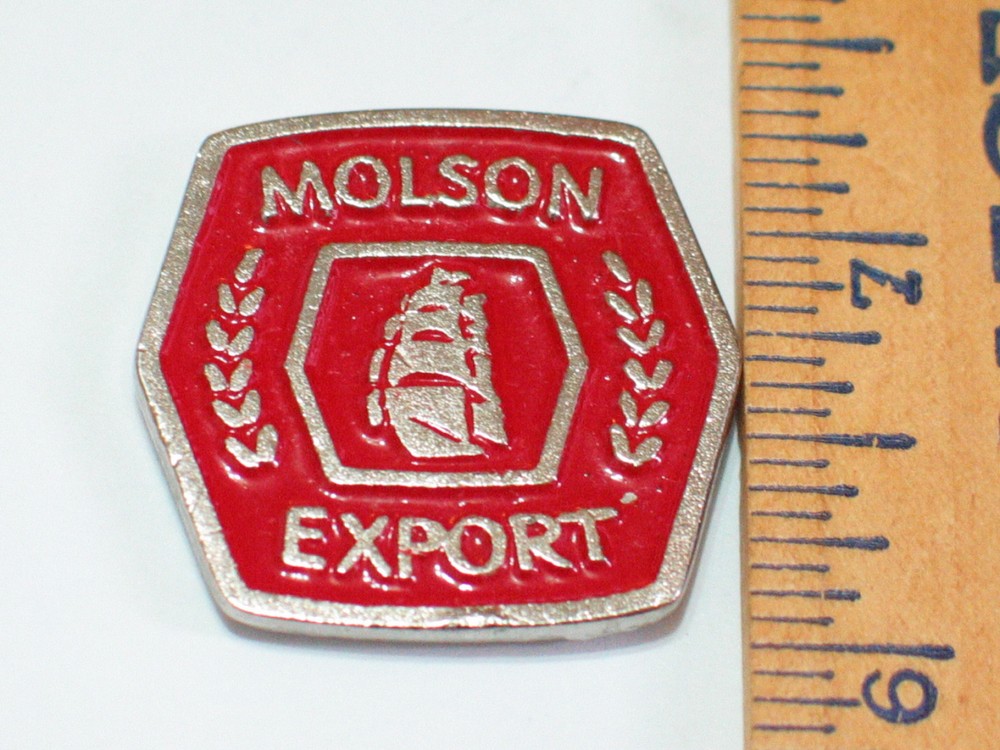 Molson Export Pin Badge , Vintage Beer Pin (2 Posts) **