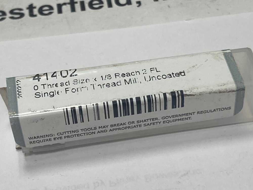 Harvey Tool 41402, 0-80 Carbide Thread Mill, 2-Flute, Single Profile, USA Made