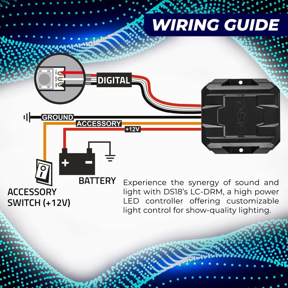 DS18 LC-DRM DIGITAL Lights Bluetooth Controller Water Resistant Bluetooth v5.4