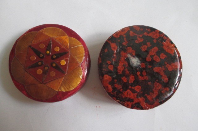 Laminated Straw Lacquer Trinket Box w/ Silk Linen