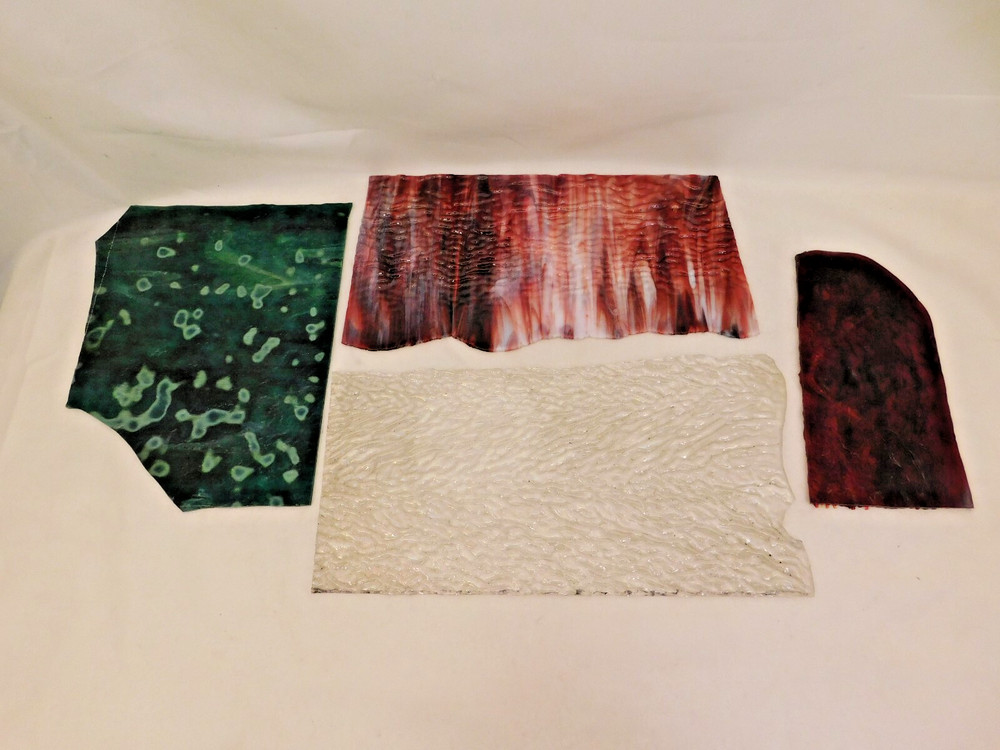 ART GLASS SCRAPS 4 PIECES APPROX 4 LBS TEXTURED