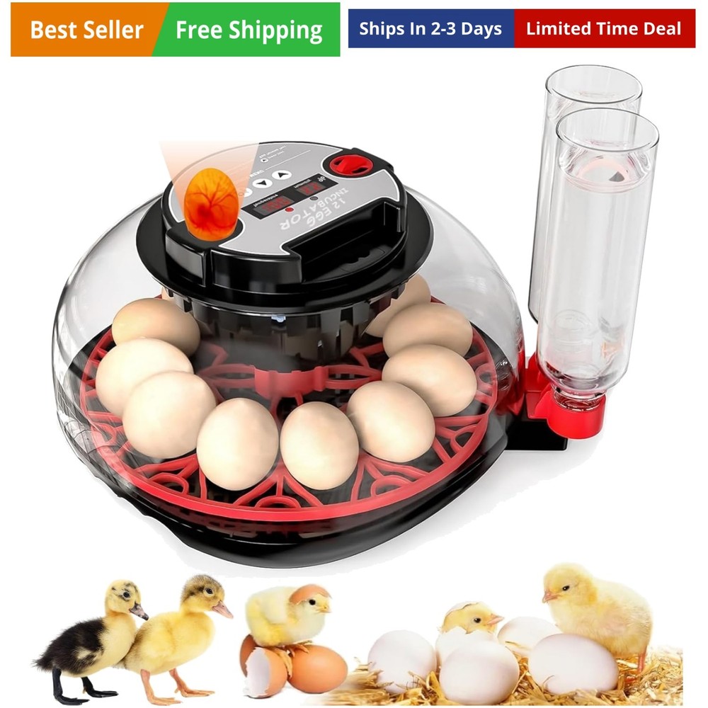 Incubator with Automatic Egg Turning and Humidity Control, Incubators for Hat...