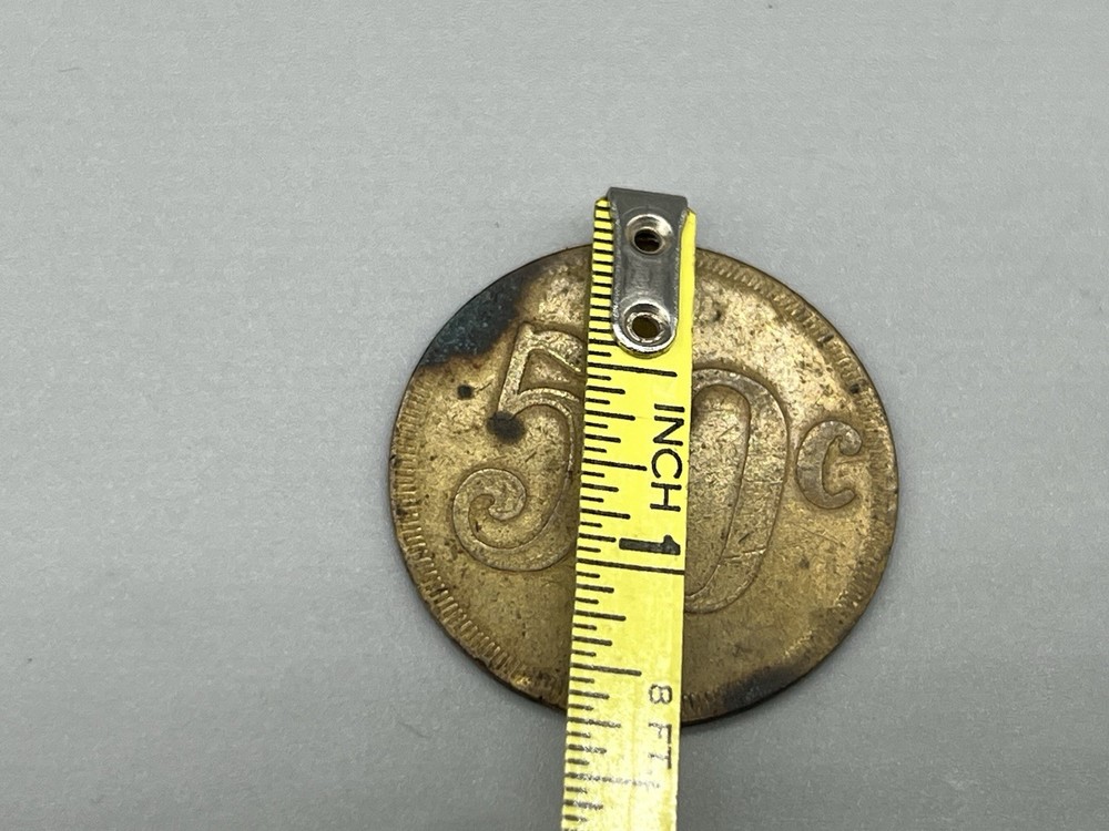 Antique 50 Cent Brass Token