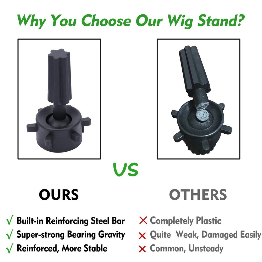 Adjustable Wig Stand Tripod with Reinforced Holder & Training Accessories