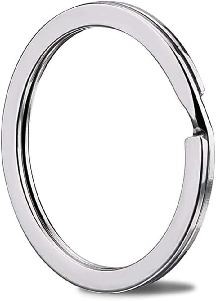 Key Rings - 1.25" (32mm) 50Pcs Flat Split Keychain Bulk Heavy Large, Silver