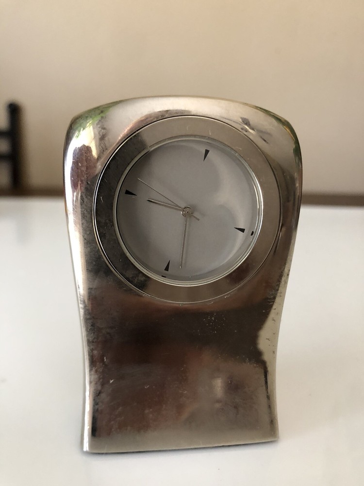 Vintage Brush Silver Heavy Torso Desk Clock