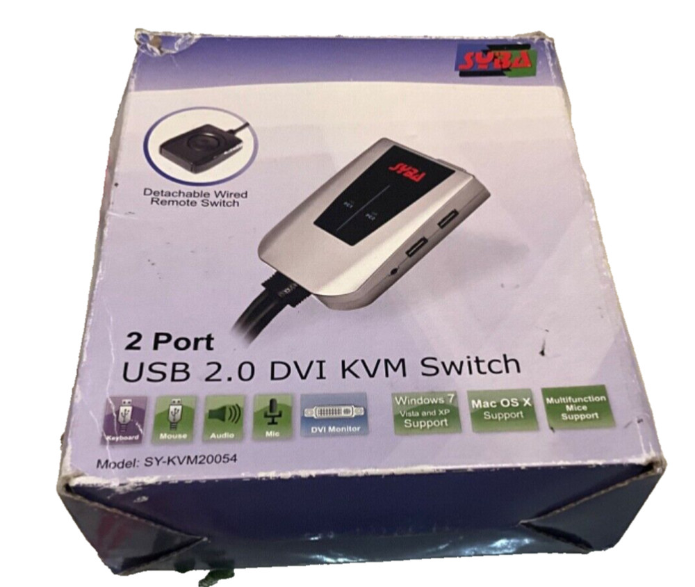 SYBA SY-KVM20051 2 Port USB Cable KVM Switch