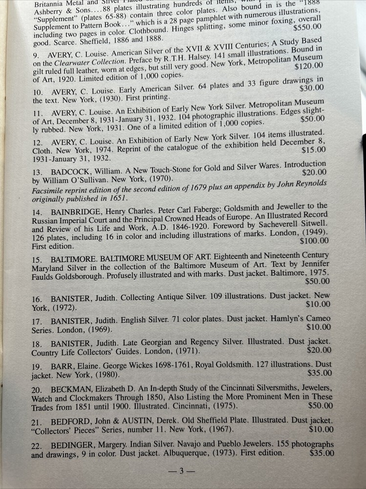 Timothy Trace Booksellers: Catalog #53- Silver