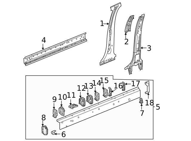 Genuine GM Driver Side Rocker Outer Panel Reinforcement 84607729