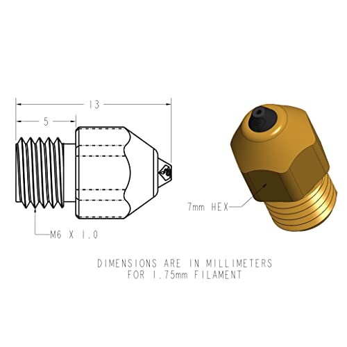 Diamondback Nozzles – MK8 Compatible – Polycrystalline Solid Diamond Tip 0.4mm