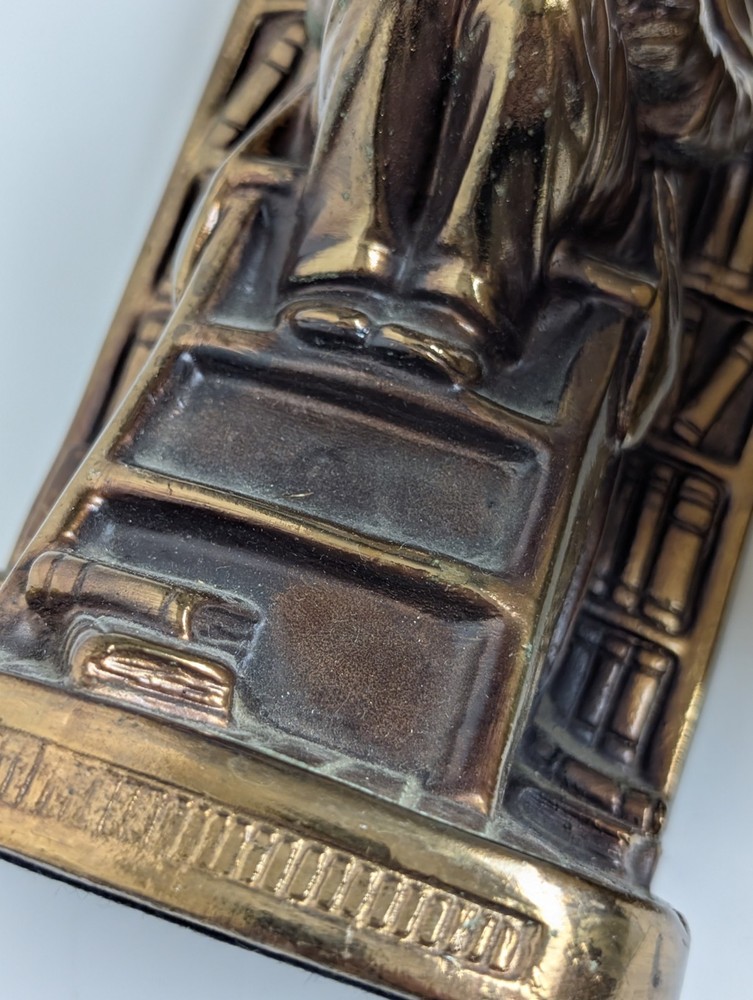 Vintage Solid Brass Figural Bookends Scholar Library Ladder Heavy 17lb Pair