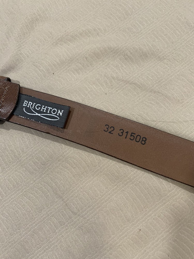 Brighton Unisex Brown Leather Belt Silver Buckle Size 32