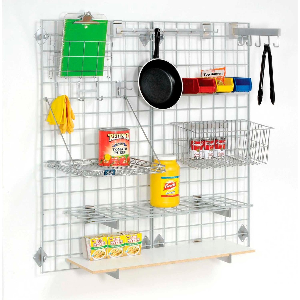 Global Industrial Wire Grid Panel With Wall Mount Hook Poly-Green 48"W x 48"D