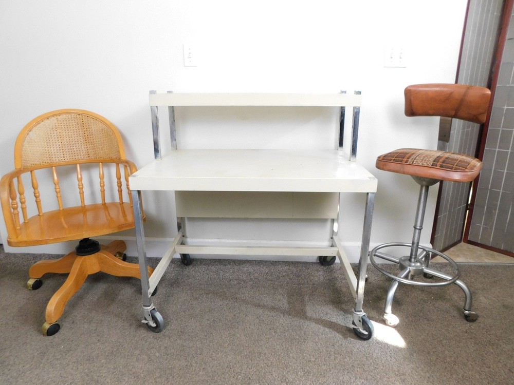 Drafting Computer Media Table Rolling Industrial Metal 2 Tier Heavy Duty