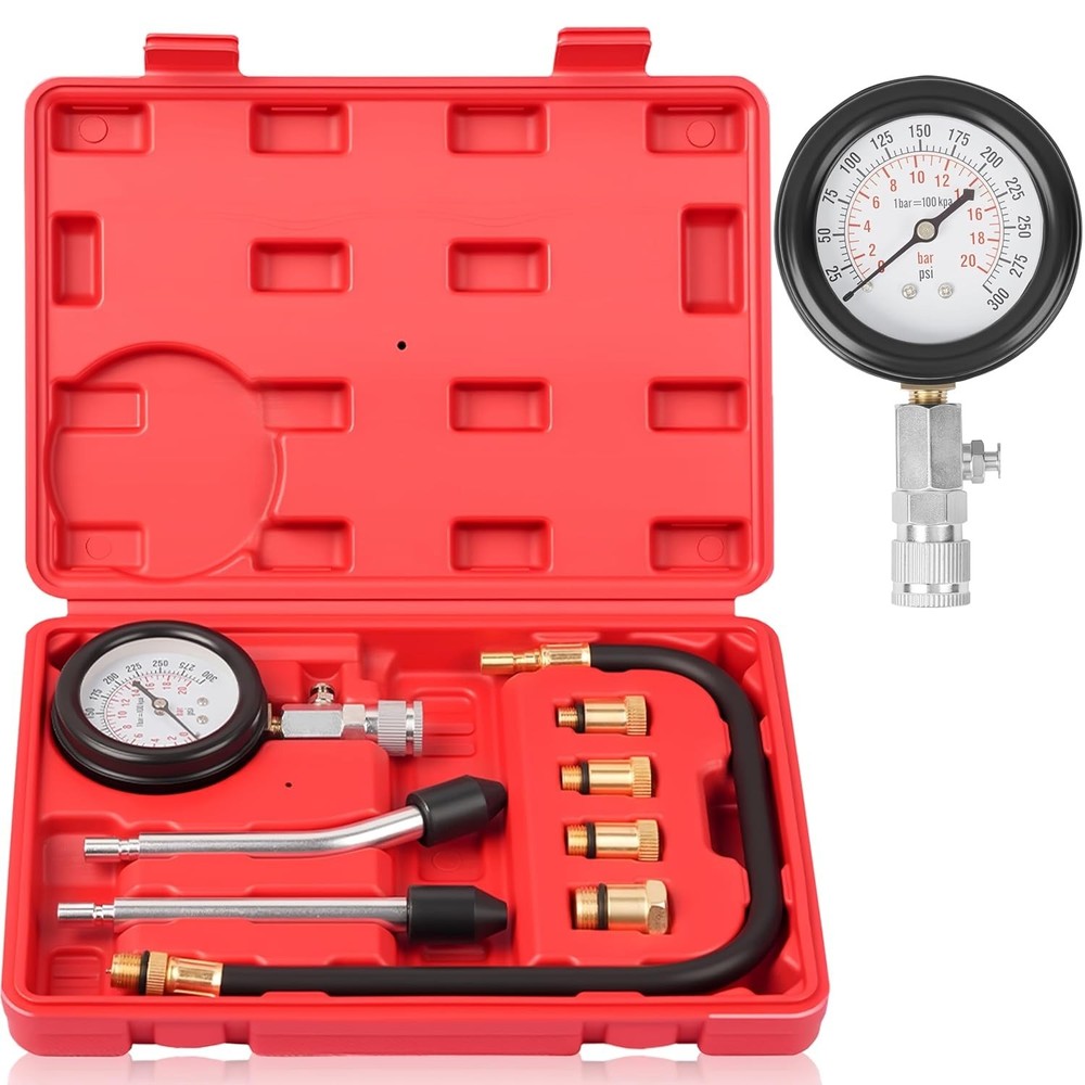 8-Piece Professional Petrol Engine Compression Tester Kit