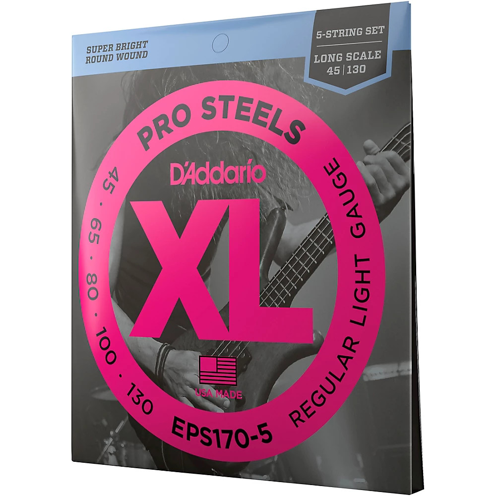 D'Addario ProSteels EPS170-5 Regular Light 5-String Bass Strings