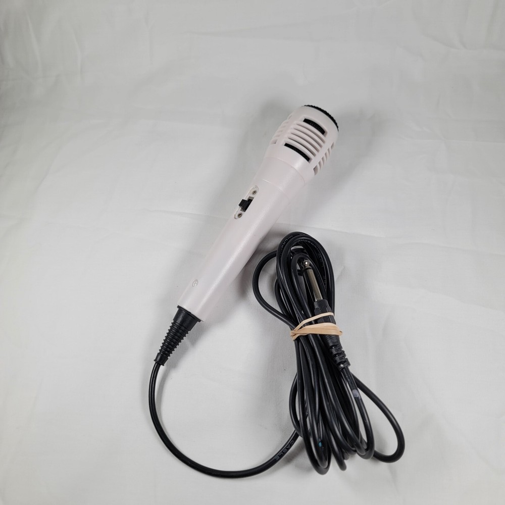White Handheld Microphone with High Grade Low Noise Cable works