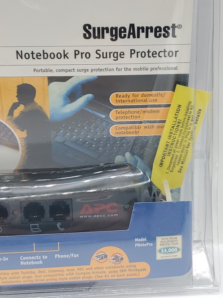 APC Notebook Laptop Power Surge Protector Pnote Pro Mobile In-line 2 Prong