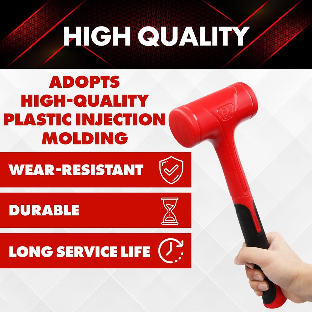 YIYITOOLS Dead Blow Hammer Set, 3 1-3LB, Red