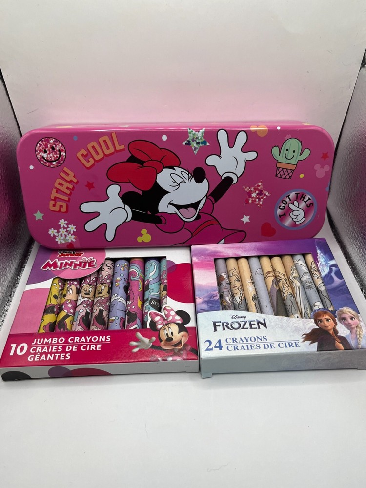 Minnie Mouse Pencil box plus Minnie & Frozen crayons