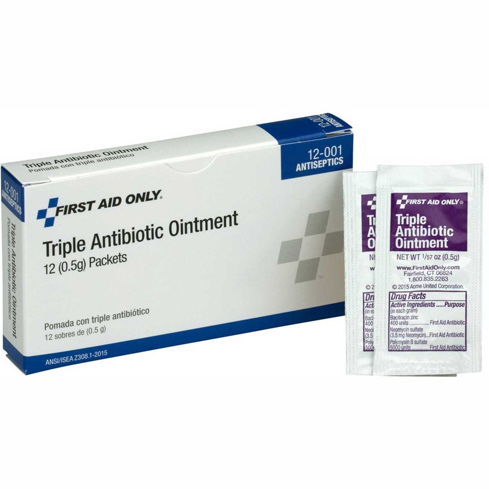 First Aid Only 12-001 Triple Antibiotic Ointment 12/Box