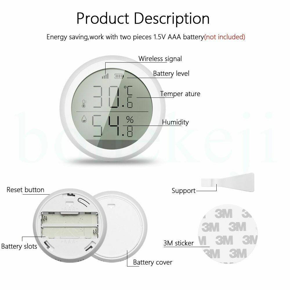 Tuya ZigBee Smart Temperature And Humidity Sensor Celsius Work with Alexa CA
