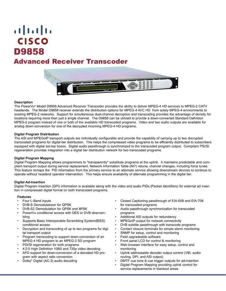 Free Shipping! Cisco PowerVu D9858 Advanced Receiver Transcoder