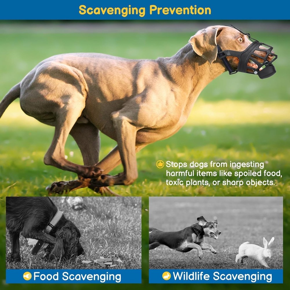 BARKLESS Basket Muzzle for Large Dogs, Humane Muzzle to Prevent Biting and Scave