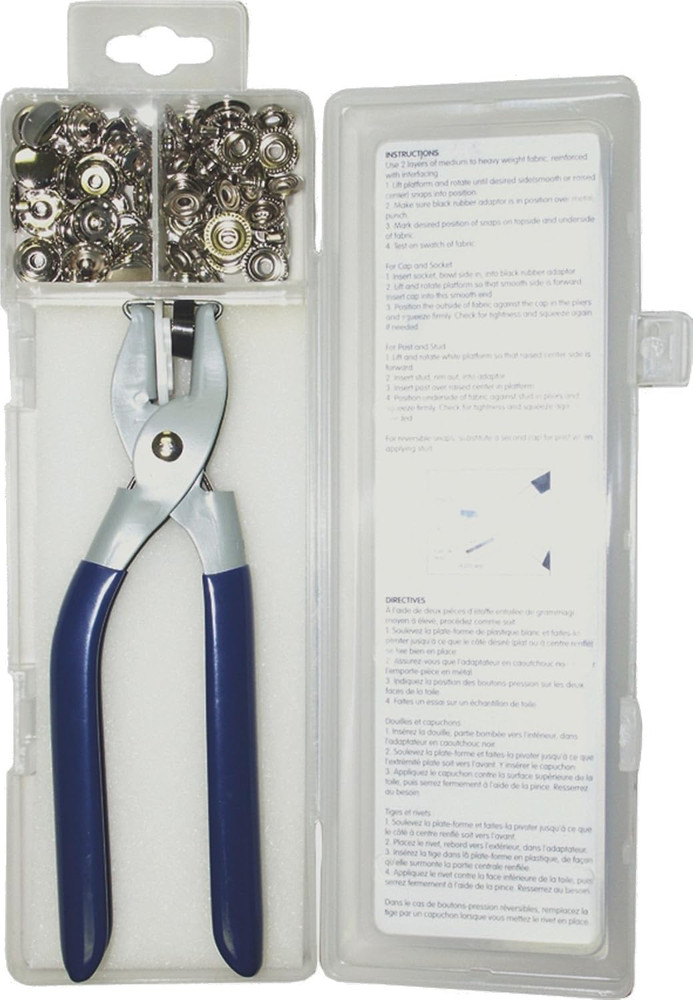 Fastener Snap Kit 73 Piece with Tool, Silver/Blue (SS-SMS-5001554)
