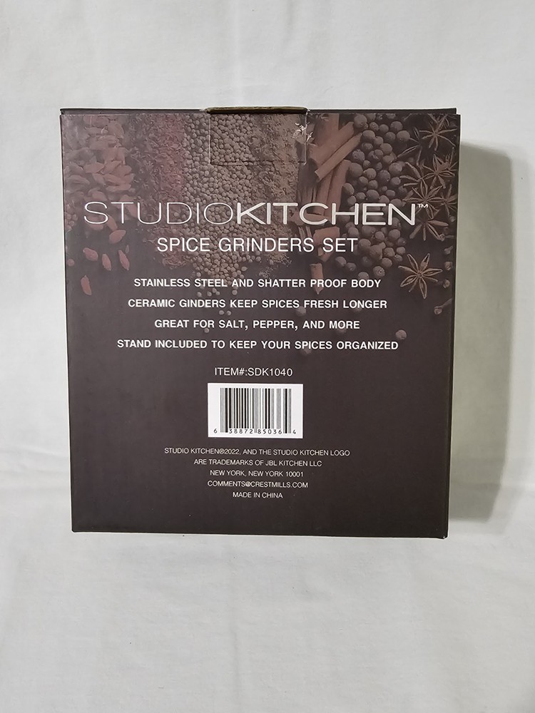 Studio Kitchen Spice Grinders Set Stainless Steel Construction, Ceramic Grinders