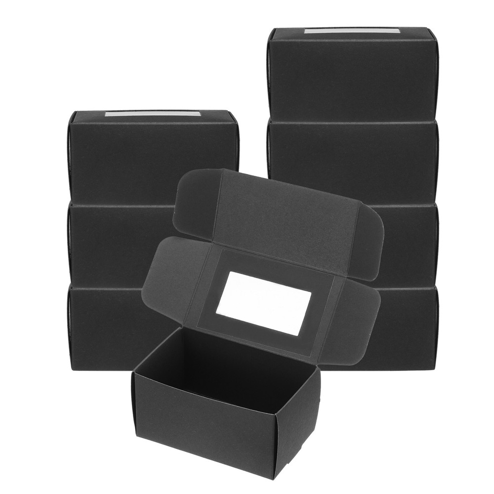 40Pcs 3.9"x2.4"x2" Paper Soap Box w Window Soap Boxes Rectangle Black