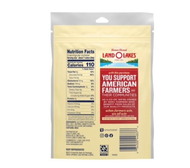 Land O Lakes Sharp White Cheddar and Medium Cheddar Cheese Cubes, 8 oz (2 Pack)