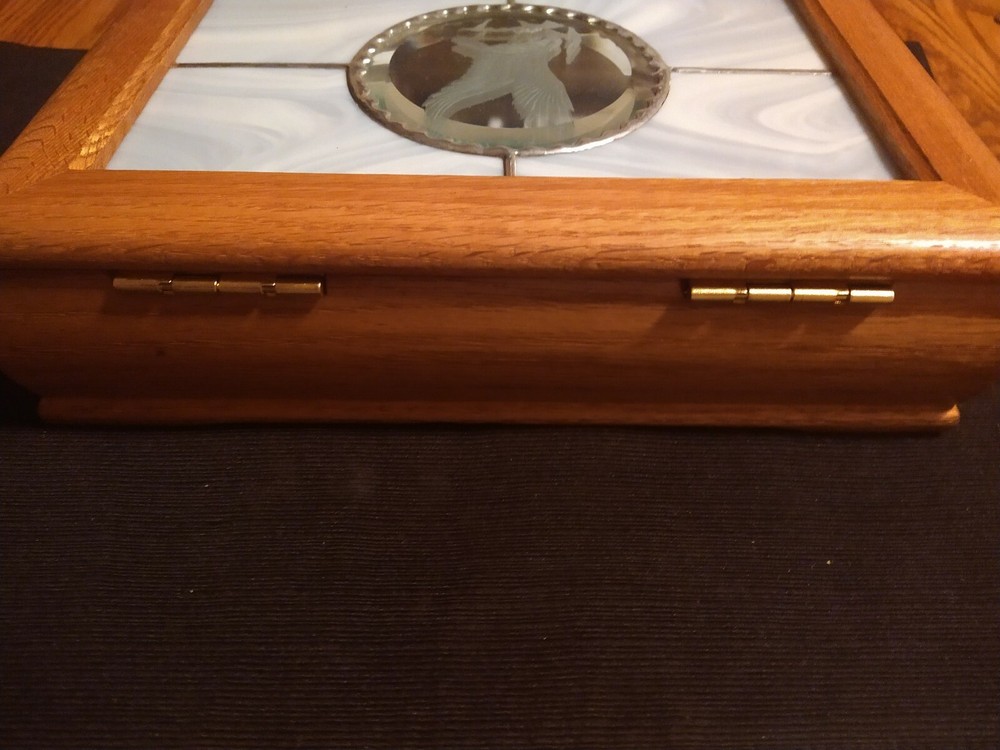 Clarity Rectangle Oak Box With Eagle