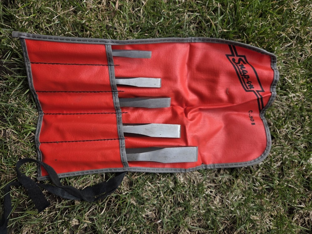 Snap-on C-50B Flat Chisel Set 5pc Steel Blade & Handle Silver Red