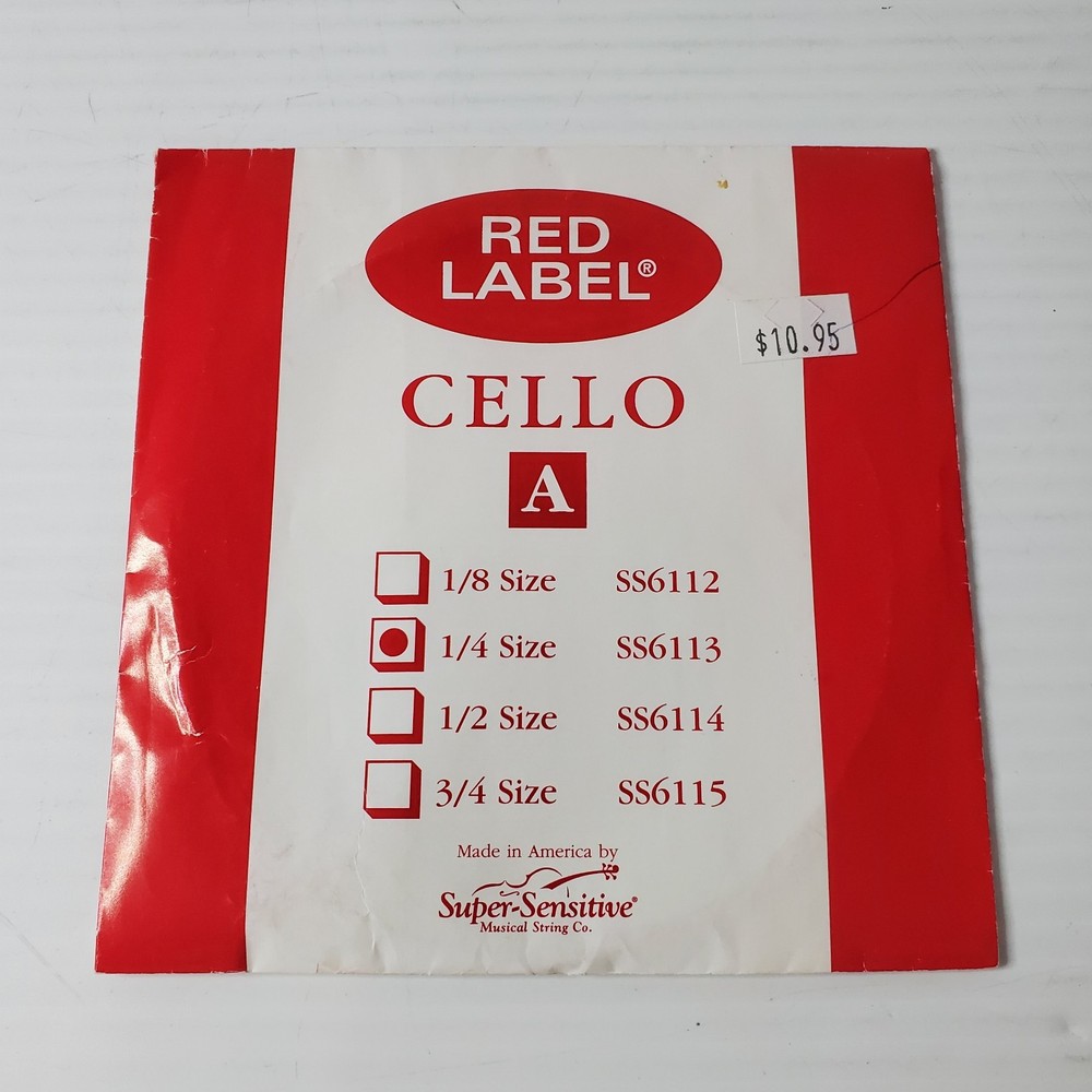 Super Sensitive Red Label Cello A String 1/4 Size New