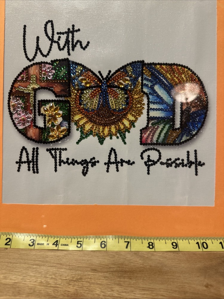 Diamond Art “With God All Things” Wall Hanging - Framed
