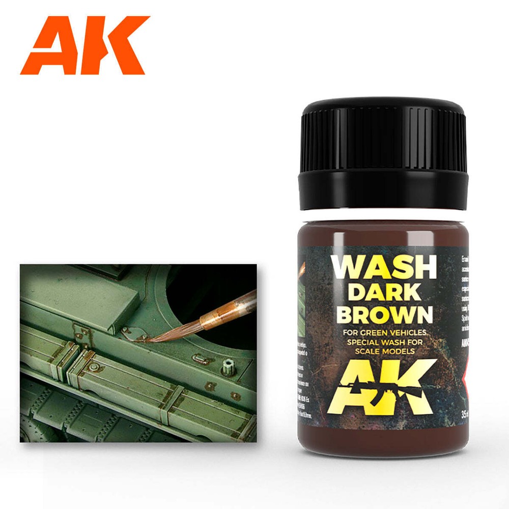 AK Interactive Dark Brown Wash Enamel Paint 35ml Bottle