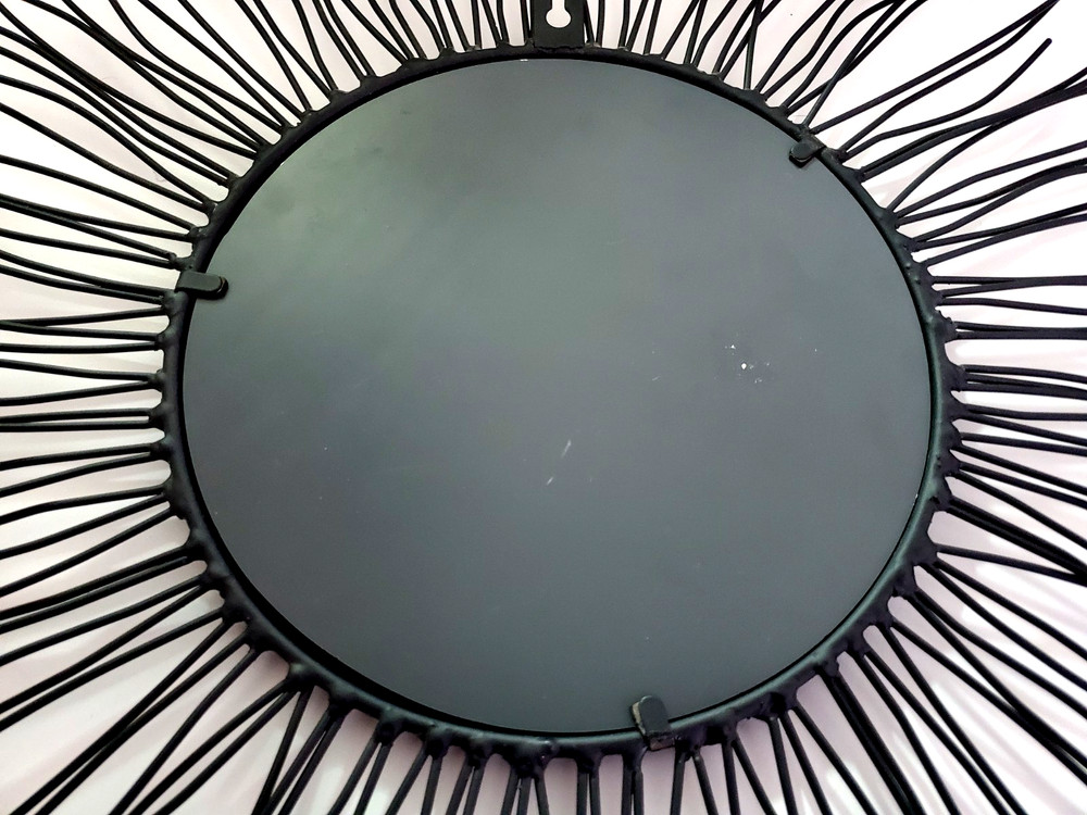 Sunburst Mirror Metallic Black Wall Decor Accent 19" Diameter Mirror 8" Diameter