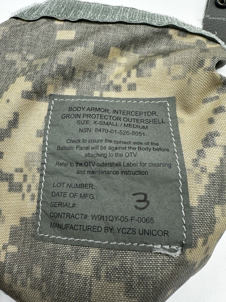 USGI Army Groin Protector X Small- Medium UCP ACU carrier