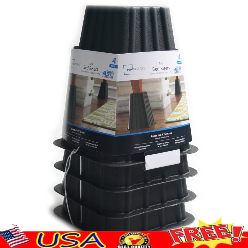 Durable Tall Bed Risers 4-Pack Heavy Duty Bed Elevators Underbed Storage New